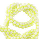 Polymer beads rondelle 7mm - White-neon yellow